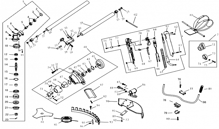 2 ШТАНГА - РУЧКА - ТРОС Т334FS ТРИММЕР CHAMPION