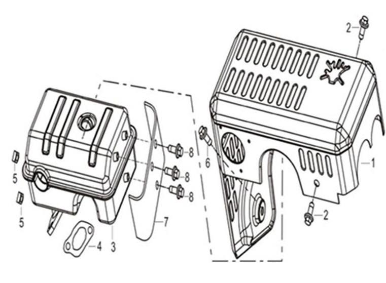 ЗАПЧАСТИ ДЛЯ ДВИГАТЕЛЯ LC170FDS (ГЛУШИТЕЛЬ)